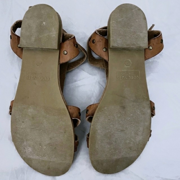 Coconuts by Matisse Brown Leather Slingback Sandal Metal Rivets Women's 7.5 M - Picture 9 of 11